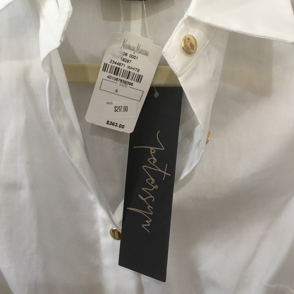 Petersyn NWT White Cotton Waverly Blouse with Gold Buttons - S - Picture 6 of 8